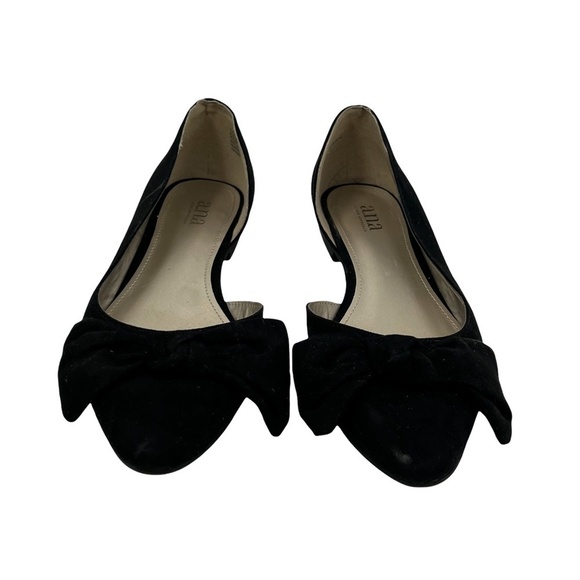 a.n.a Black Suede D’Orsay Pointed Toe Flats Size 7 Women’s - Picture 2 of 7